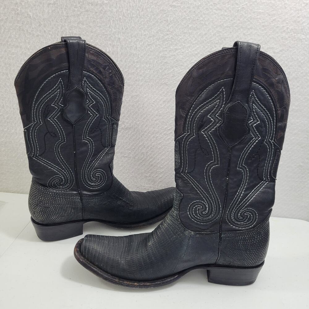 Wild West Men's Western Black Genuine Teju-Lizardskin  Boots Size 8.5  10424-708 - Picture 10 of 12